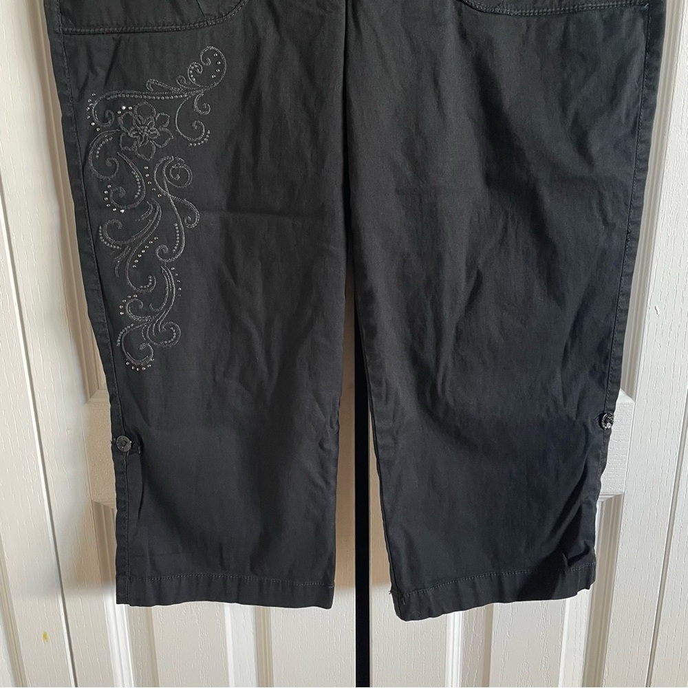 Gloria Vanderbilt Brooke Skimmer Capri Pants Women’s 8 Missy Beaded Embroidered - Picture 5 of 16